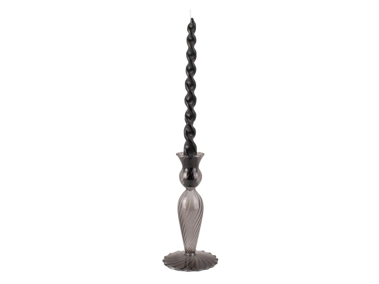 Candle holder Swirl glass black