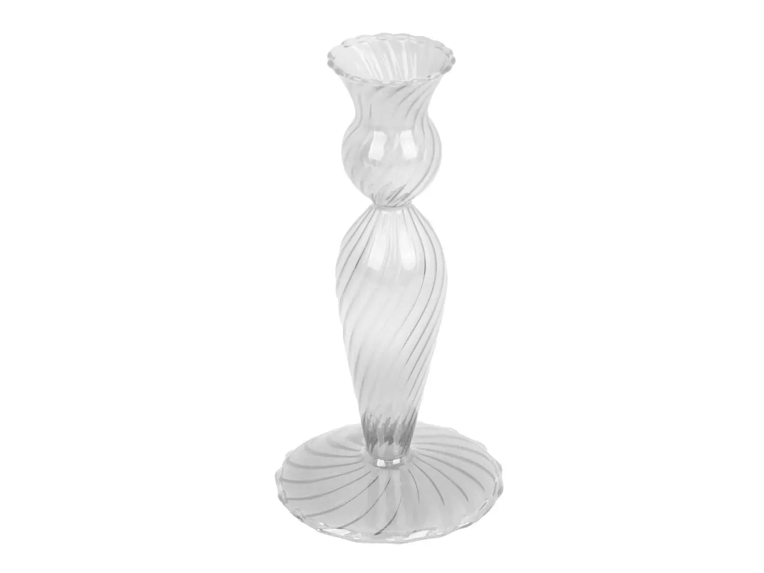Candle holder Swirl glass clear