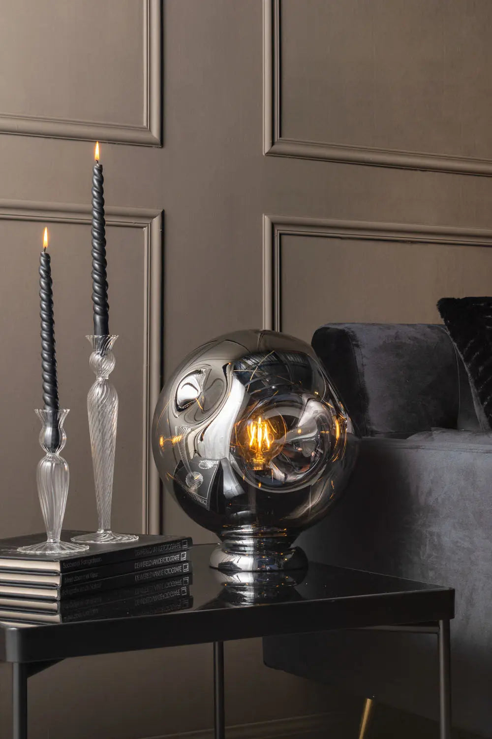 Candle holder Swirl glass clear