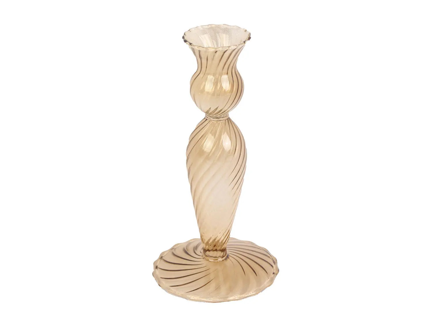 Candle holder Swirl glass sand brown
