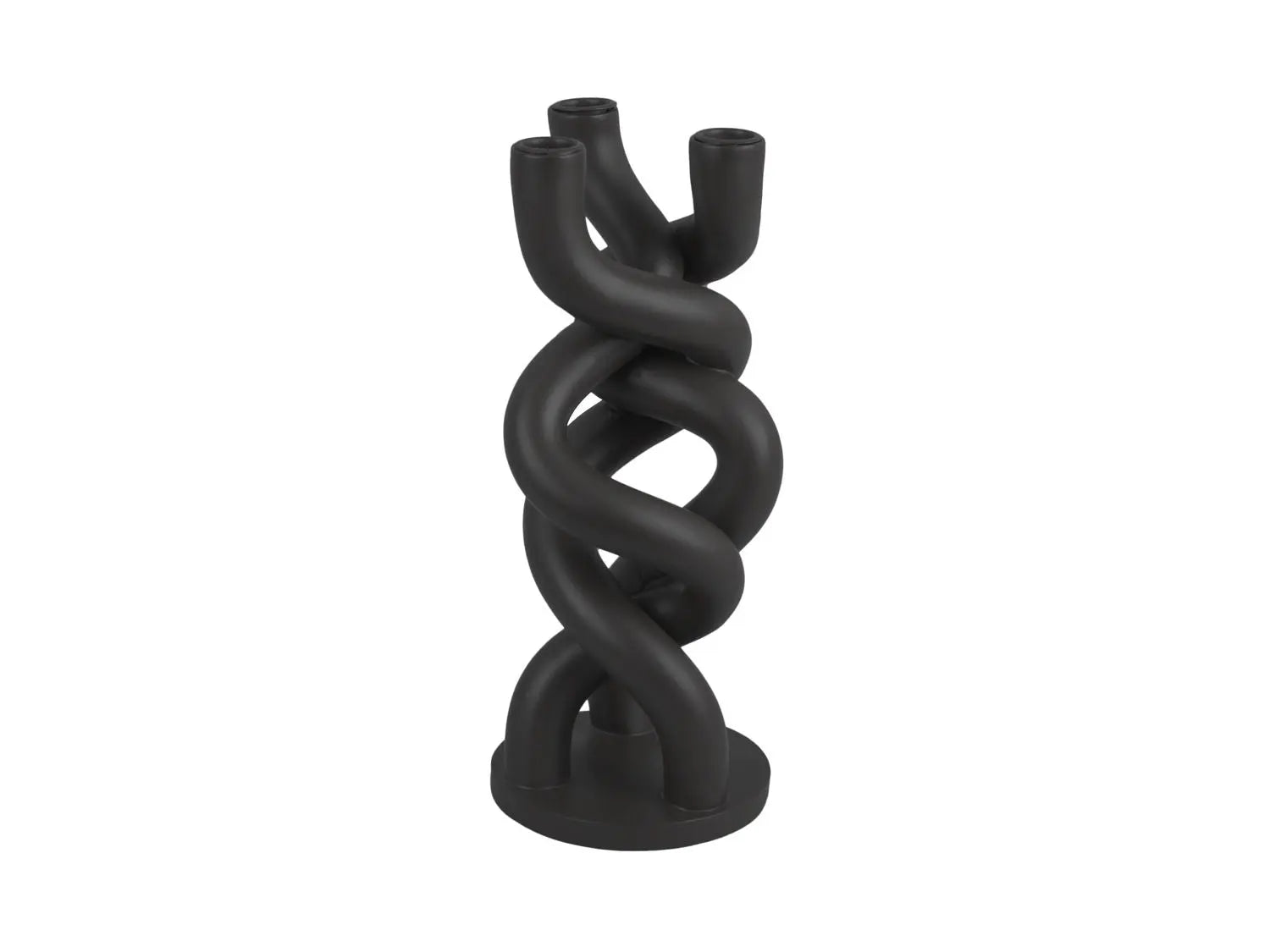 Candle holder Twisted ceramic black