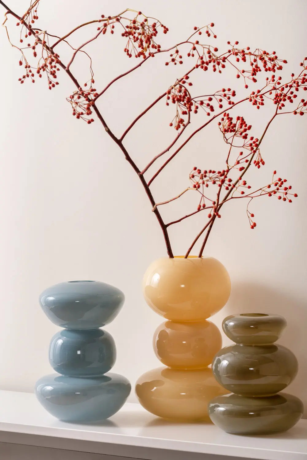 Vase Bubbles glass large soft yellow
