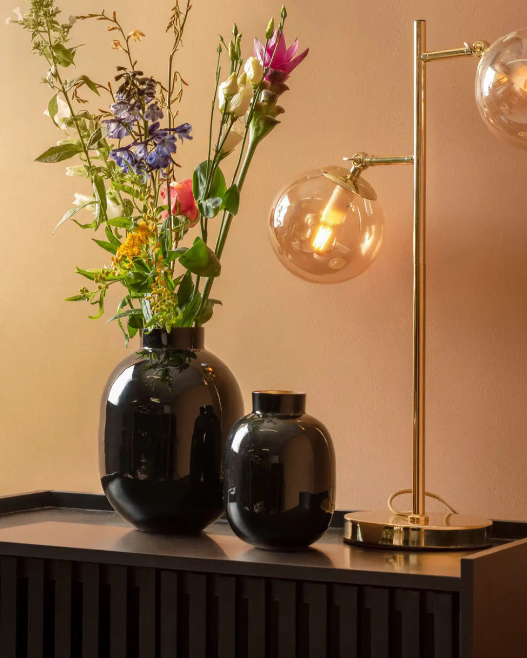 Vase Mila small iron enamel black - H 20 cm x D 7 cm