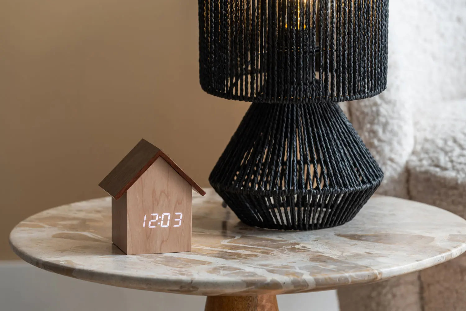 Table lamp Forma paper rope black -  L 20 cm x H 30 cm x P 20 