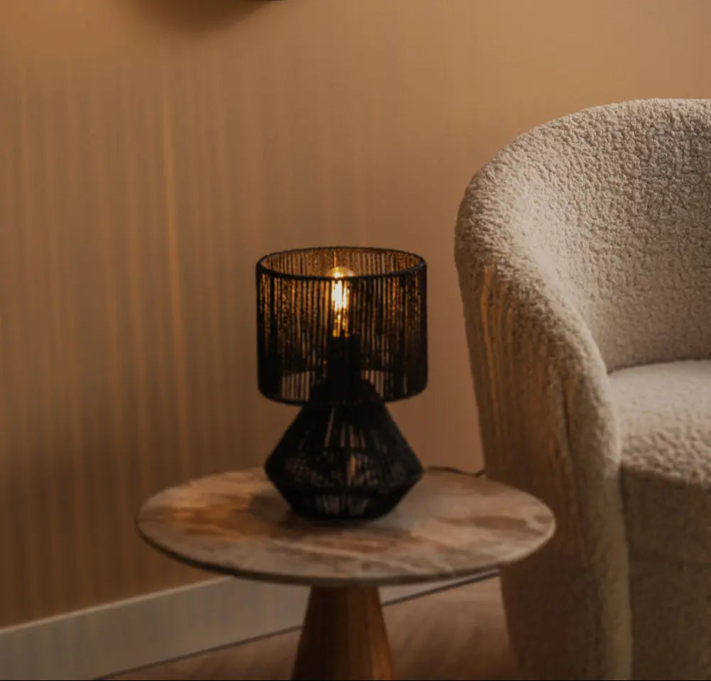 Table lamp Forma paper rope black -  L 20 cm x H 30 cm x P 20 