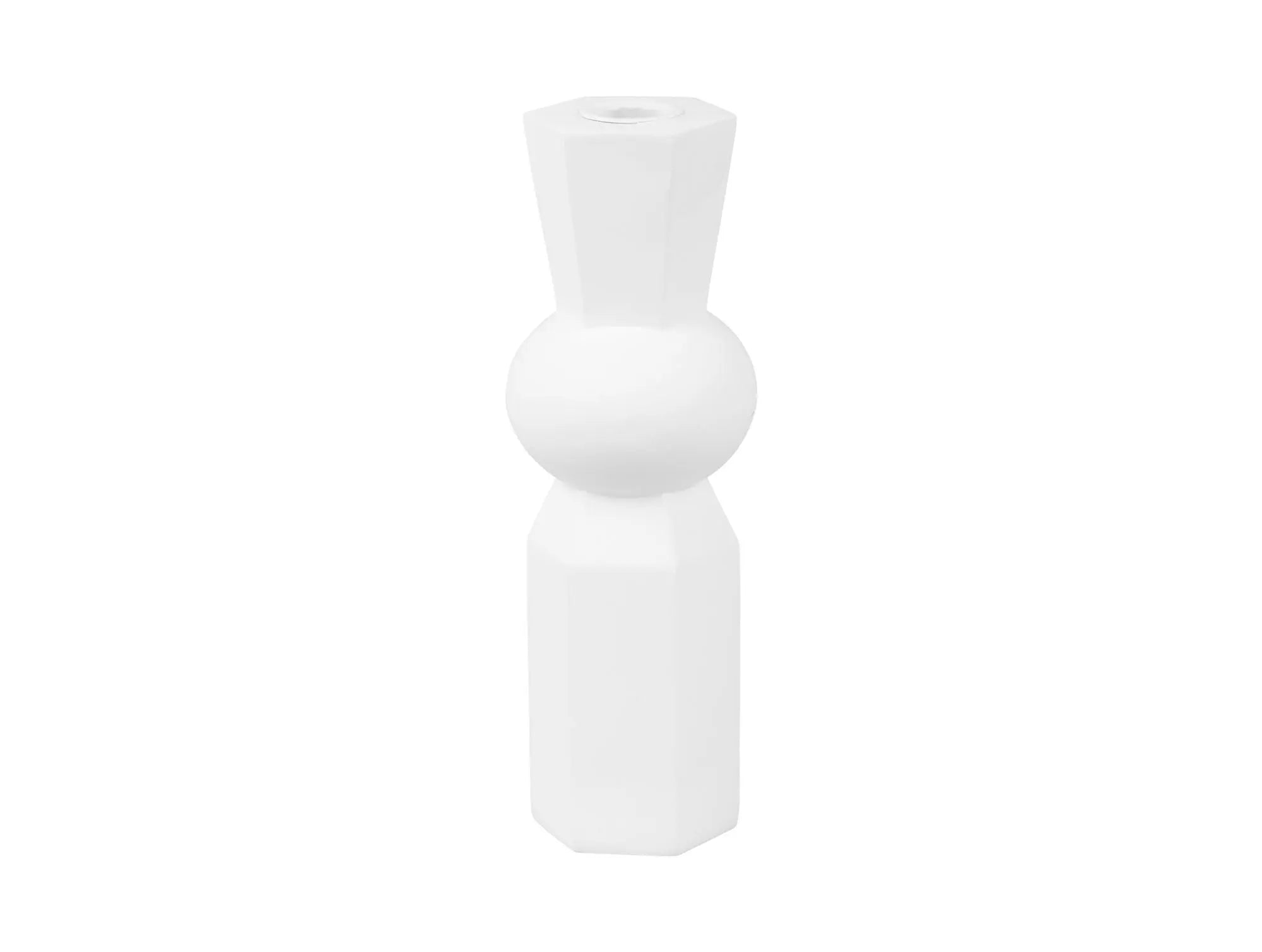 Candle holder Geo King polyresin white