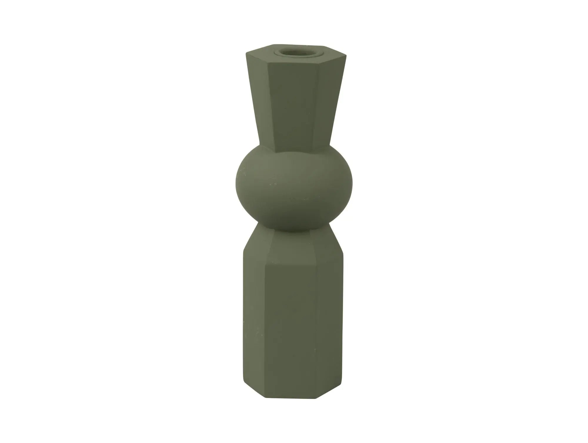 Candle holder Geo King polyresin jungle green
