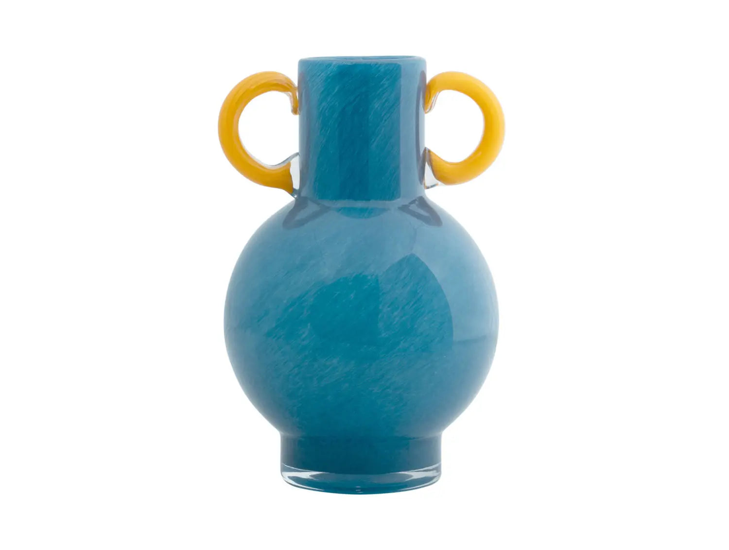Vase Fiesta glass bright blue, yellow handles