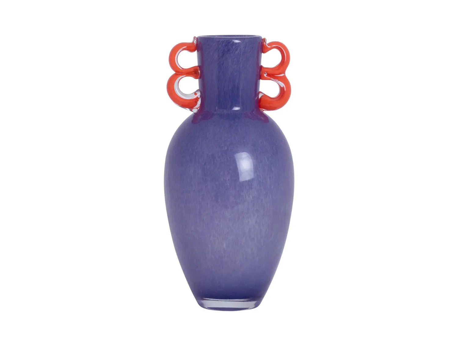 Vase Fiesta glass large bright purple, orange handles