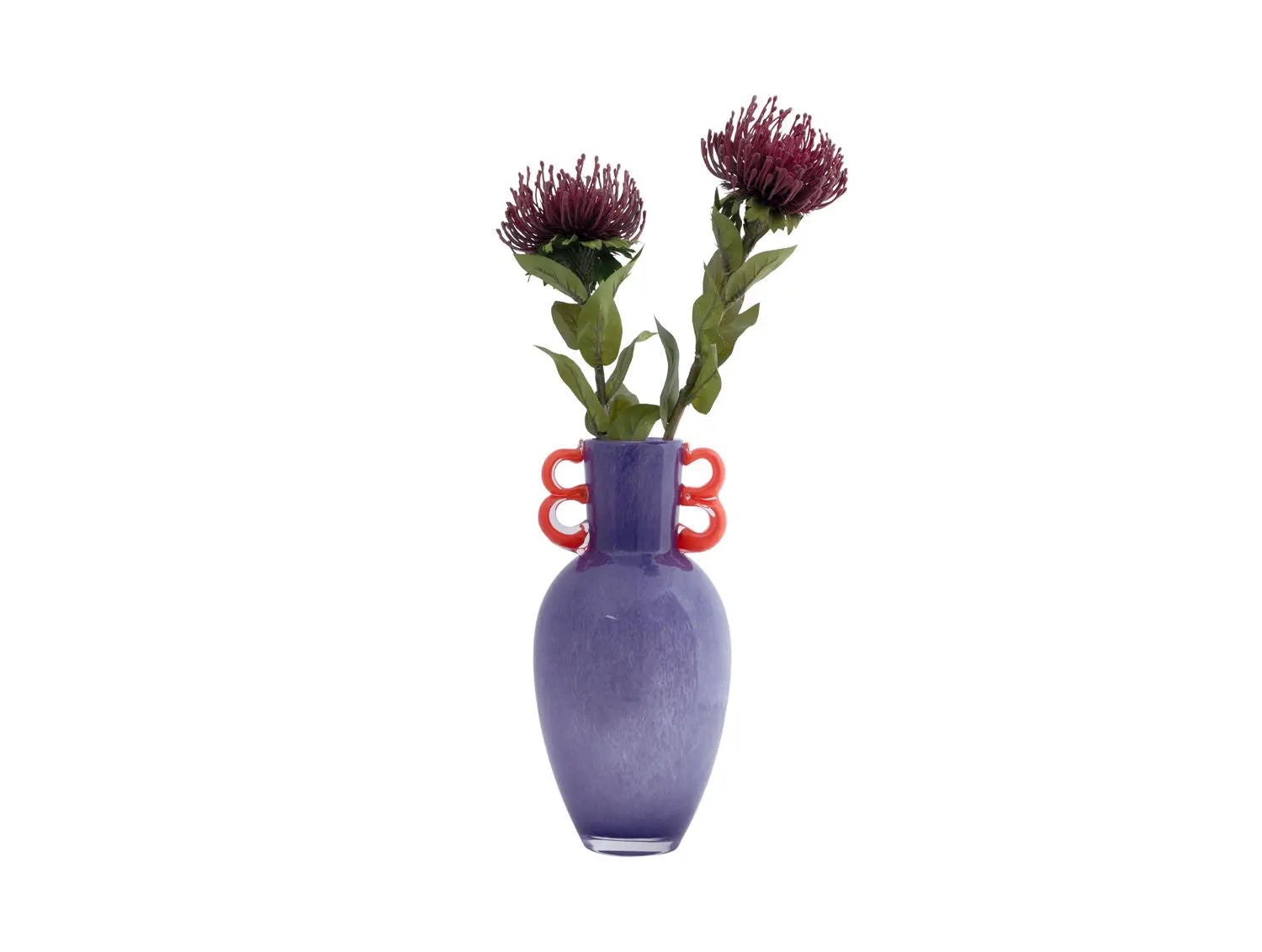 Vase Fiesta glass large bright purple, orange handles