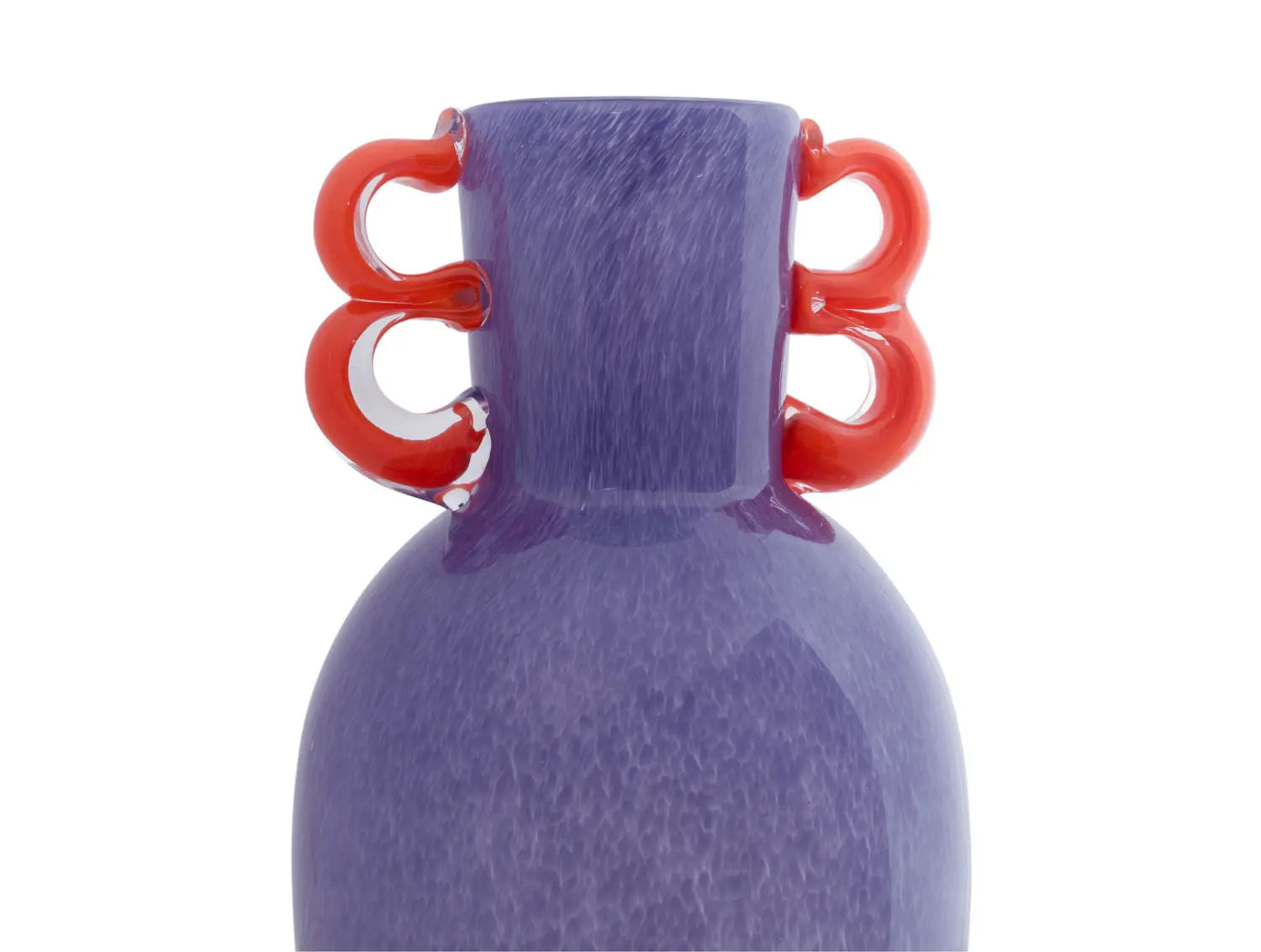 Vase Fiesta glass large bright purple, orange handles