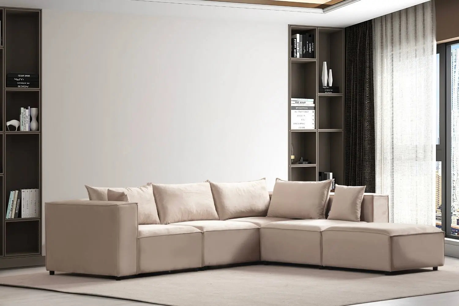 Canapé modulable Olympe - 4 et 1 pouf