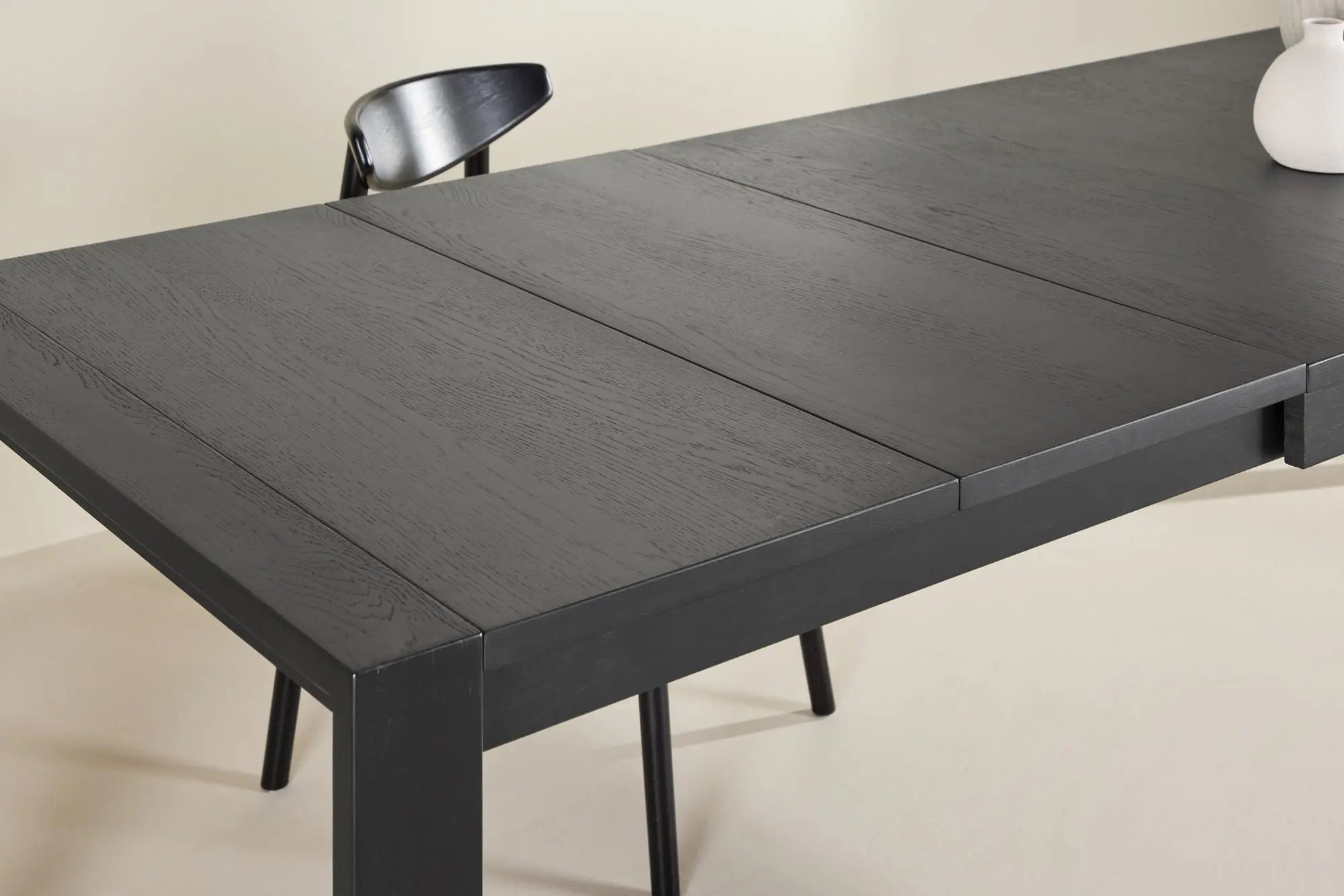 Slider Dining Table 250x95x75 cm - Black / Solid Oak Veneer  Loome