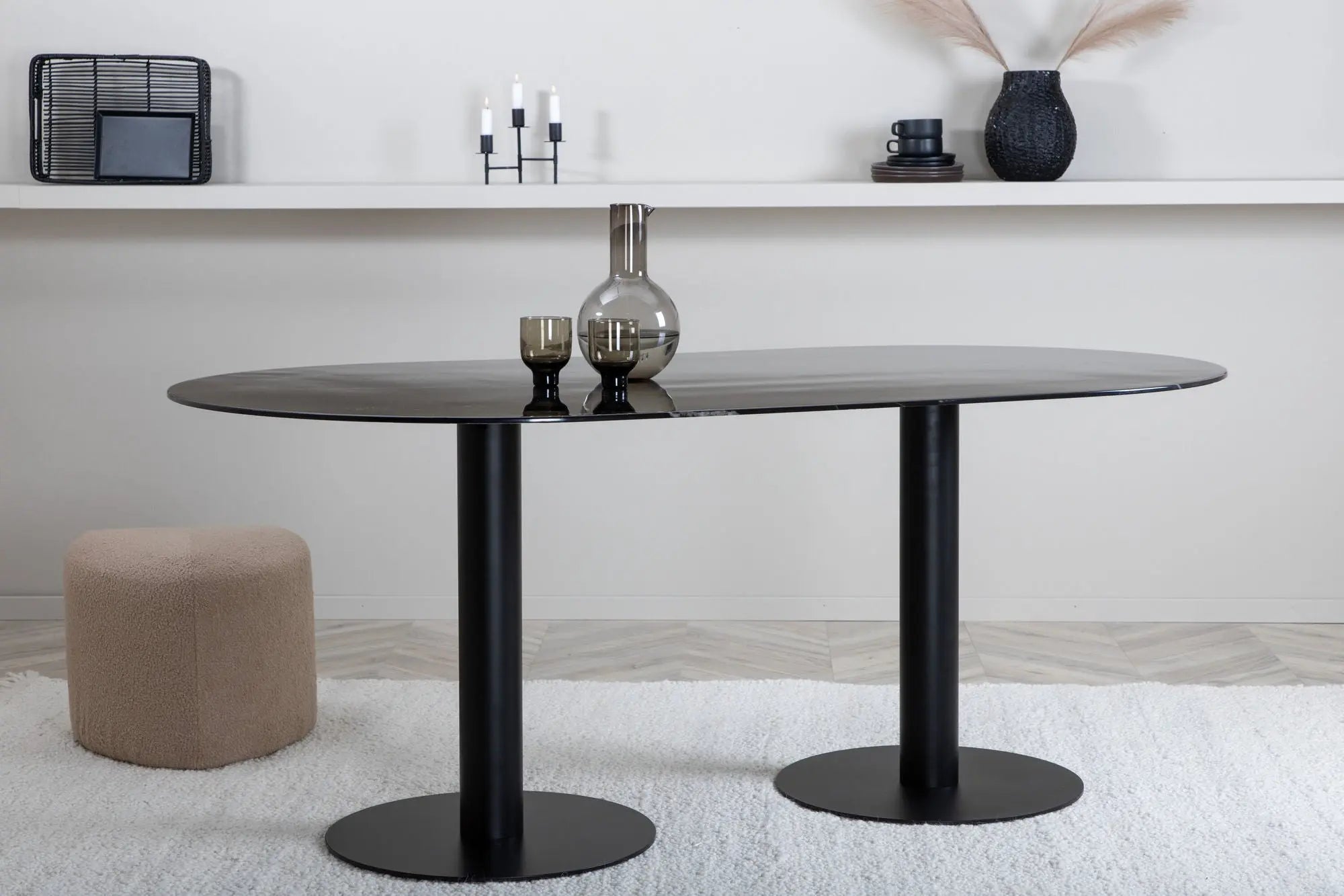 Table à manger ovale Pillan - 180 x 74 x 100 - Verre